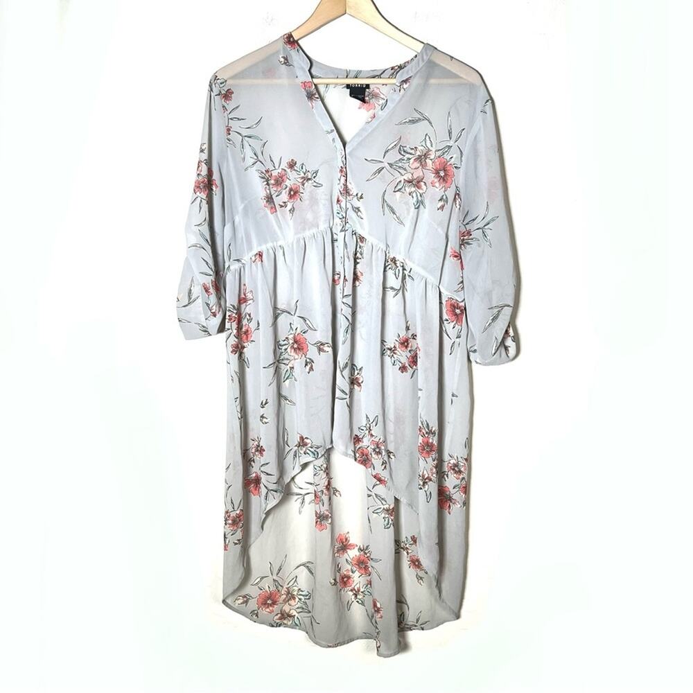 torrid Light Blue Floral Hi-Low Tunic